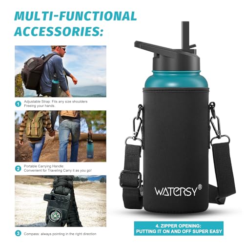 Image of 32oz Insulated Water Bottle (Cold for 48 Hrs),BPA Free&Leak Proof,Stainless Steel Water Flask,Water Jug with Straw Spout Lids for Gym,Hiking,Travel,Gradient Blue