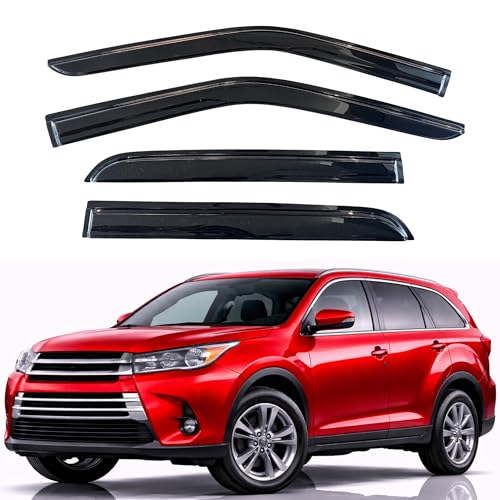 Image of KPY Rain Guards Fit for 2014-2019 Toyota Highlander, Out-Channel Window Visors Vent Wind Deflectors 4PC, Car Accessories for 14-19 Highlander