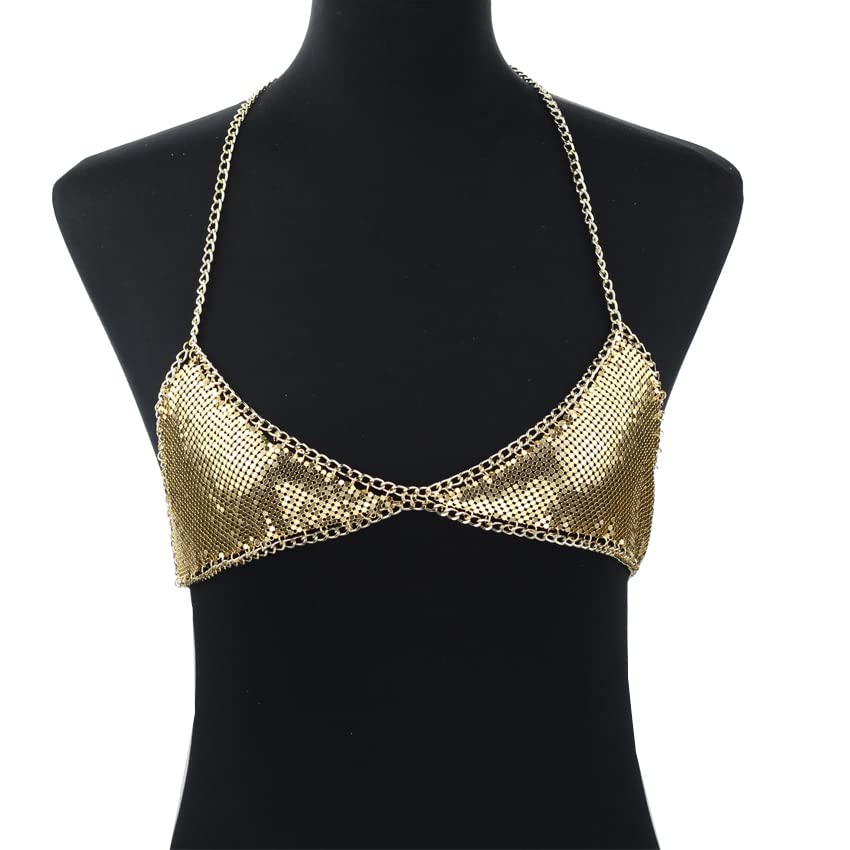 gold metal bralette