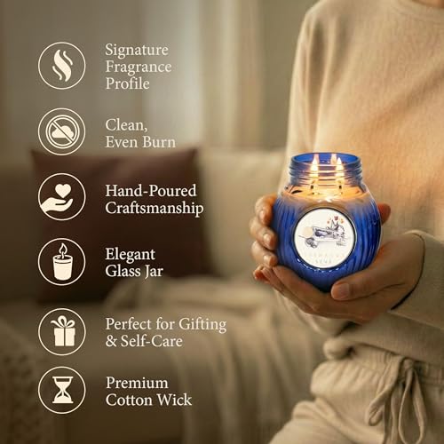 Image of SEVA HOME Ode to India Srinagar Serenity Candle | Natural Soy Wax with Cotton Wick | Floral Kashmiri Aroma | Decorative Home & Gifting Candle | 330g
