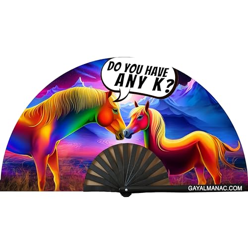 PandaTak Large Funny Folding Handheld Fans: 13-inch Bamboo Rave Fan, Foldable and Perfect for Gay Parties, EDM Festivals and Ravers (Do You Have Any?)