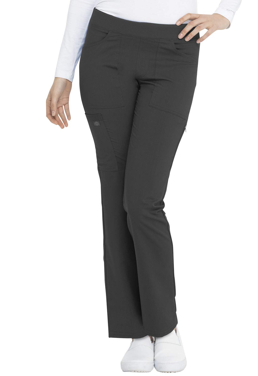 Dickies Pantaloni da donna senza cerniera, vita media, gamba affusolata, con 6 tasche e cintura a costine DK135