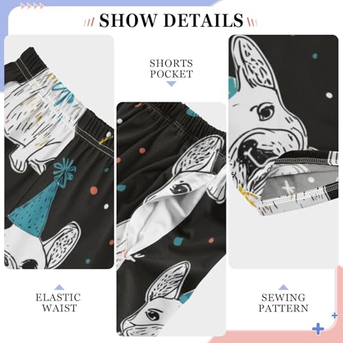 ZZXXB Happy New Year Bulldog Print Boys Long Pants Soft Trousers Elastic Waist Kids Lounge Bottoms with Pockets S-XL4