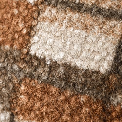 Image of Foindtower Pack of 2 Soft Faux Fur Boucle Throw Decorative Pillow Covers Fuzzy Accent Check Cushion Sherpa Boho Farmhouse Pillowcase for Couch Sofa Bed Living Room Home Decor 18x18 Inch,Autumnal