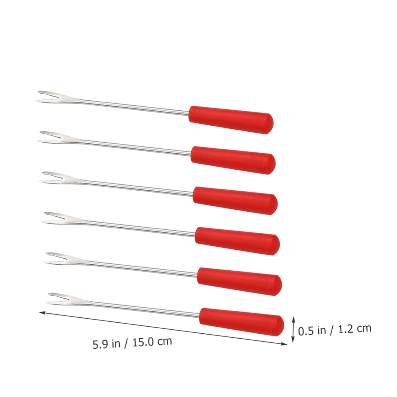 VINTORKY 6pcs Fruit Fork Barbecue Fork Fruit Fondue Fork Fondue Forks Skewers Fruit Forks Chocolate Melt Sticks Bbq Fork Cooking Fork Chocolate Dipping Tool Cheese Forks Stainless Steel Red