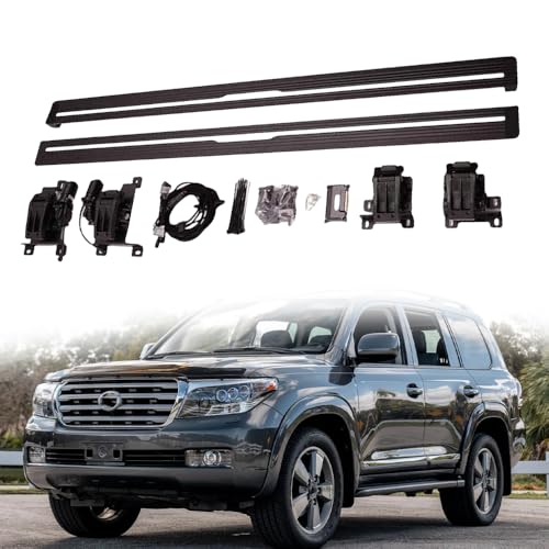 Deployable Electric Running Board Side Step Fits for Toyota Land Cruiser LC200 2008-2021 Aluminum Black 660lbs Intelligent Anti-Pinch