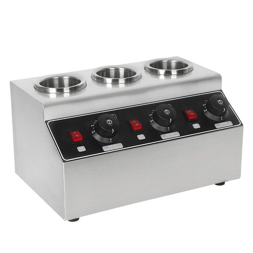 Elektryczny podgrzewacz do sosów, bufetu, pojemnik grzewczy do potraw ze stali nierdzewnej, ogrzewacz do butelek, 220 V, komercyjny podgrzewacz do sosów, 3 butelki 30℃-85℃