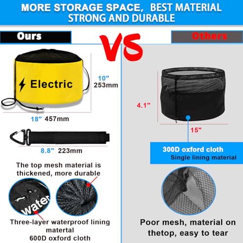 Image of 2-Pack Waterproof RV Hose Storage Bags with Drawstring Mesh Top, RV Tools Accessories Bag for Fresh /Black Water Sewer Hoses and Electrical Cords, Sewer Hose Bag, Black and Yellow