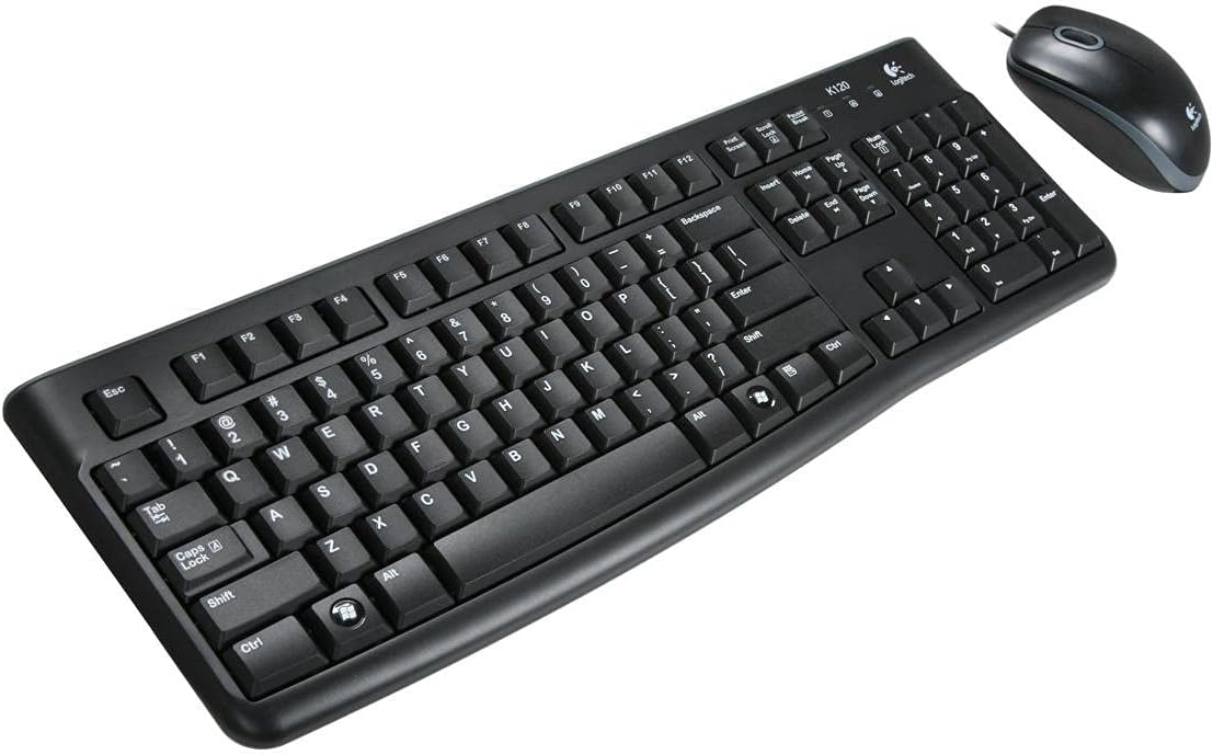 Logitech Mk120 Wired Keyboard + Mouse Combo, USB 2.0, Black