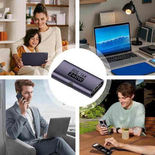 Image of Tobo USB C Female to Female Adapter - 240W Type-C to Type-EPC Mini Connector | 80Gbps Data Transfer | 16K 60Hz Video Support | Fast Charging Display Dock Extension TD-1591CC