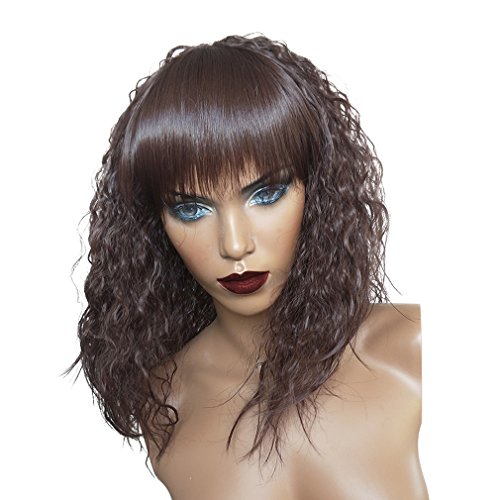 Namecute Curly Wig Ombre Black Mix Wine Red Synthetic Wig
