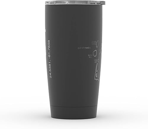 Vista 133 de Well Told Vaso de café aislado con diseño de mapa de Nueva York grabado, taza de acero inoxidable grabada (20 onzas, negro) con aislamiento de mapa