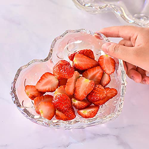 Gaolinci Heart-Shaped Embossed Glass Bowl, Fruit Salad Bowl, Dessert Bowl (Set Of 2) #TOP4