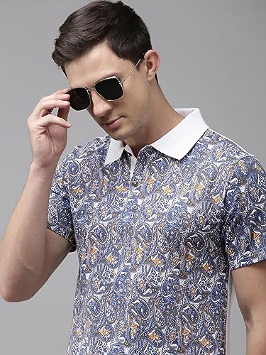 Image of KRYPTIC Men's Ultra-Soft Cotton Rich Casual Printed Half Sleeve Regular Fit Classic Polo T-Shirt - Soft, Cool & Stylish Everyday Wear