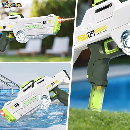 Image of Toyshine Electric Water Holi Gun Toy with10ft Range | Automatic Suction Self-Integration | Lights | Rechargeable Battery | 450ml Tank Capacity Perfect for Holi Festival & Summer Outdoor Fun- White