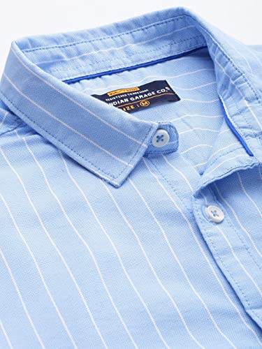 Image of The Indian Garage Co Men Regular Fit Striped Full Sleeves Cutaway Collar Casual Shirt