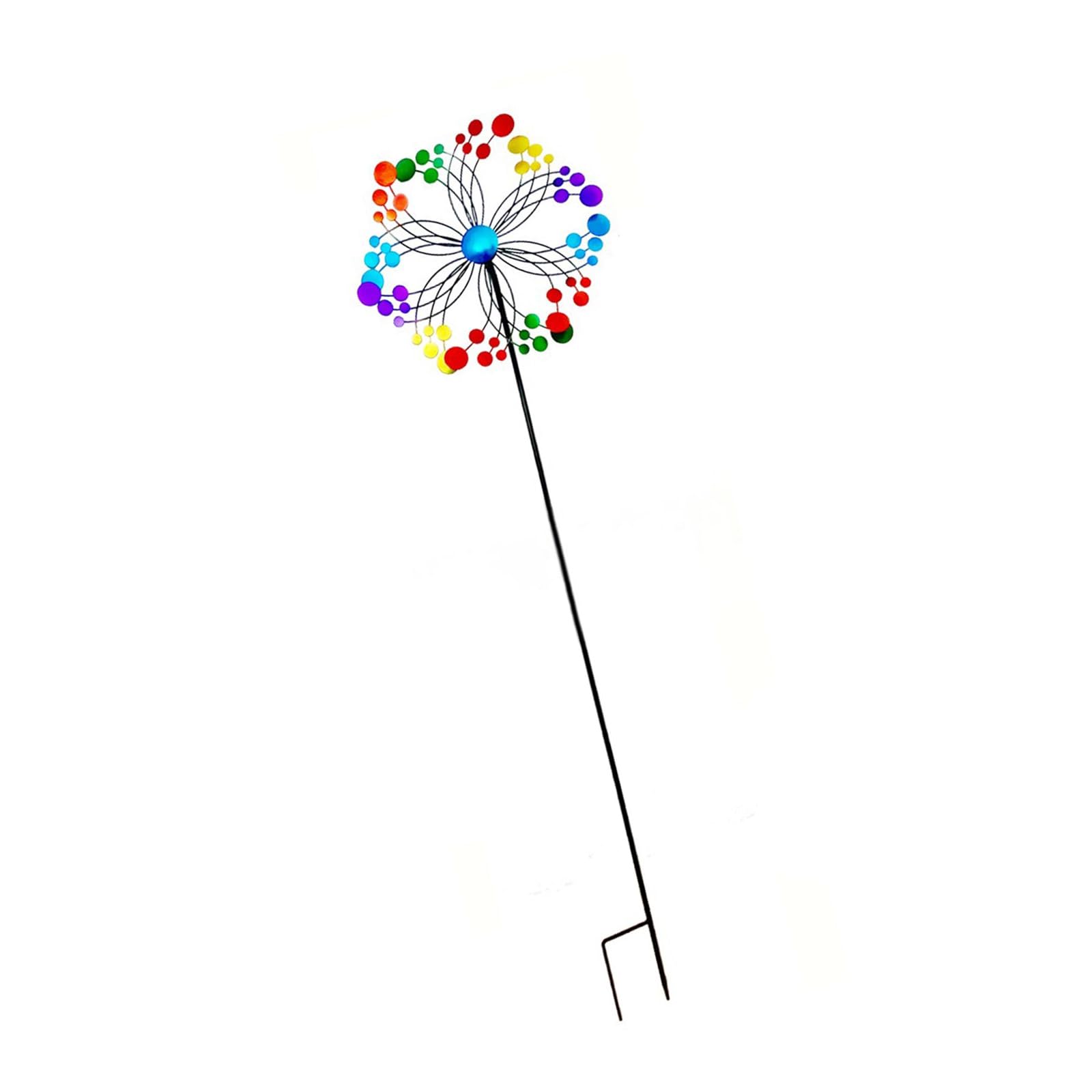 Iron Flower Windmill Rainbow Windmill Spinner Vertical for Yard Garden Balcony Garden Stake Decoration Spinner