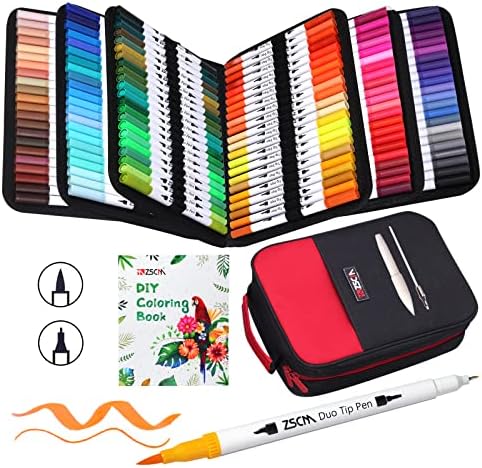 ZSCM 132 Colors Duo Tip Brush Markers, Artist Fine & Brush Tip Drawing Pens Calligraphy Pens for Adult Coloring Books, Kids Gifts Crafts Bullet Journaling Note Taking Back to School Supplies