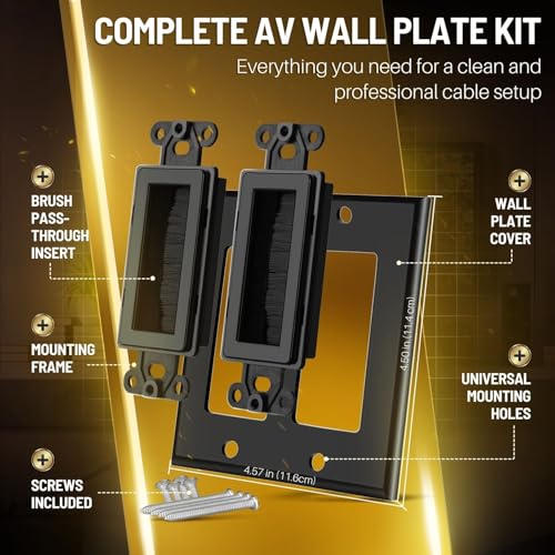 TNP Black Brush Wall Plate Cable Pass Through Cover, Single Gang, 1-Pack - image 6