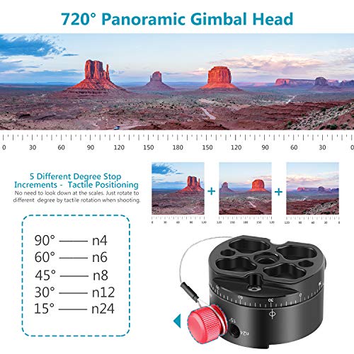 Neewer Tête de Trépied Support Gimbal Panoramique Alliage Aluminium avec Plaque Rapide 1/4 Pouce Standard et Etui,Charge Admissible 10kg Compatible avec DSLR Nikon Canon Sony - Image 6