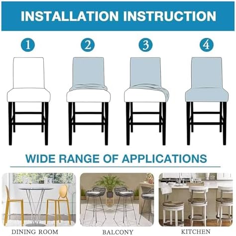 Premium Barstool Covers - Set of 4, Stylish Pub Chair Slipcovers for Short Swivel Dining & Back Bar Stools, Easy to Clean, Durable Fabric, Perfect for Home & Restaurants