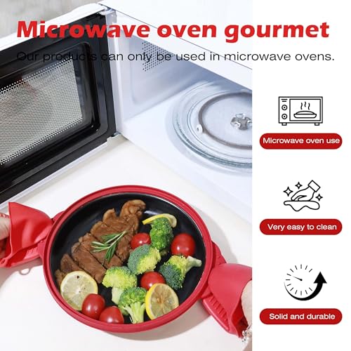 Microwave Grill Pan with Glass Lid, Microwave Griller & Crisper Pan for Grilling, Frying, Browning and Crisping, Multi-Purpose Microwave Cookware for Grill Meat, Sandwich & Vegetable by Lkicwah - Image 7