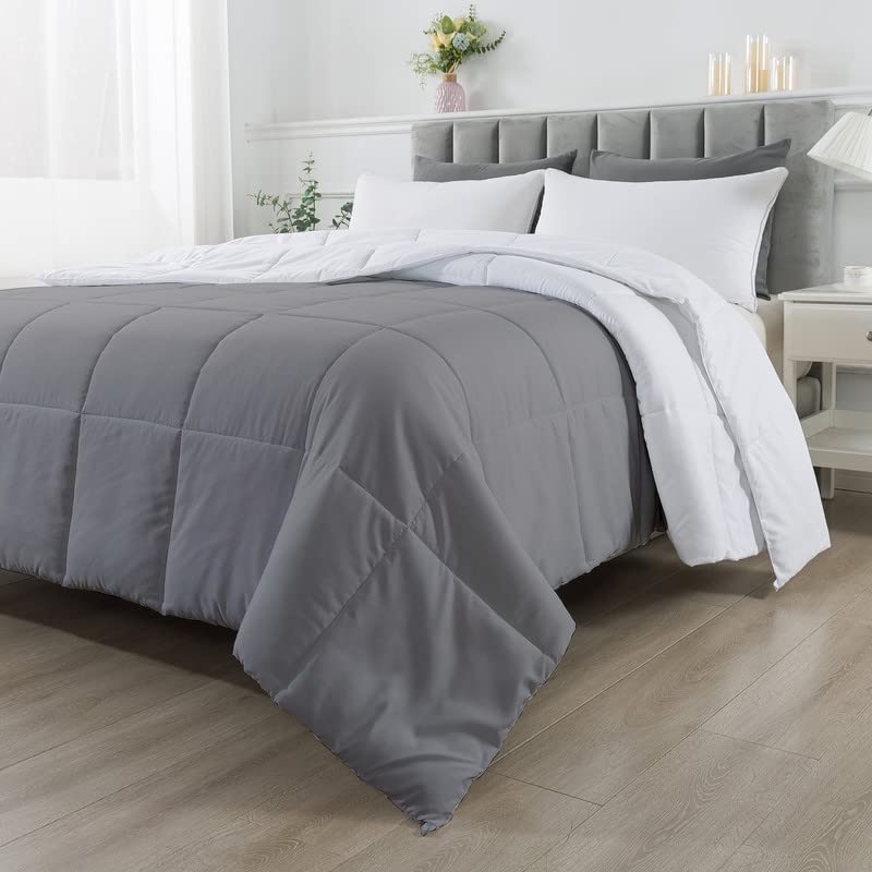 Image of MammaYo Razzai Restful Sleep Microfiber Summer Season Ac Reversible Comforter 120GSM (60 inch x 90 inch Inches /152cm x 228cm) - Single Bed Comforter|Silver /White| TC - 400