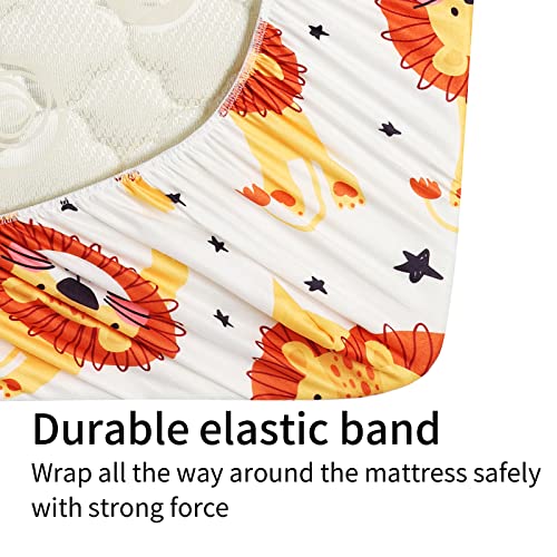 Bassinet Sheets Set 3 Pack For Baby Boy, Stretchy Soft Jersey Knitted Fitted Sheet Universal For Oval Rectangle And Hourglass Bassinet Mattress, Dinosaur, Tiger And Lion Printing #TOP4