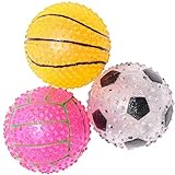 Tamu style Dog Squeaky Ball Toys, 2.5 Inch Spike Soccer Basketball Volleyball 3 Pack, Perfect for Puppy and Small Dogs