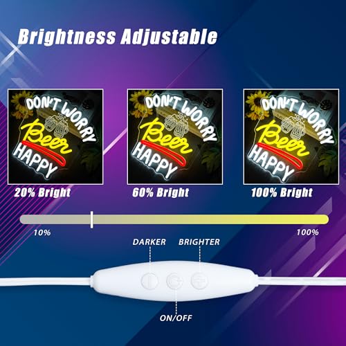 Don’t Worry Beer Happy Neon Sign for Wall Décor Retro Beer Led Sign for Bar Man Cave Beer Neon Light for Party Restaurant Gift for Men (12.7 * 11.8) by BMLOPZ - Used condition - Image 3