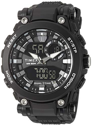 Timex Men's TW5M30600 DGTL Analog-Digital 50mm Black Resin Strap Watch