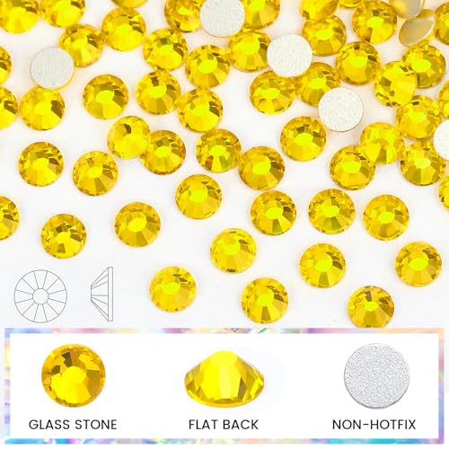 Image of Novani Crystal Rhinestones, Flatback Loose Gemstones 1440pcs Glass Rhinestones for Clothes Shoes Crafts Makeup Nail Art and DIY Decorations(SS6, Citrine)