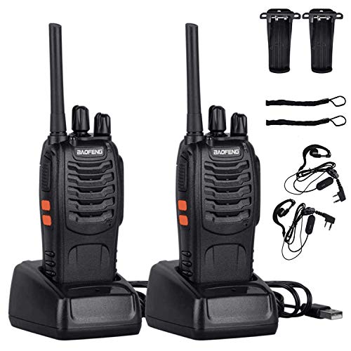 Walkie Talkie Recargables,Profecionales Largo Alcance Walky Talky,16 Canales 1500mah CTCSS DCS,Walkies con el Auricular Incorporado Antorcha de LED,con Cargador USB y Auriculares (2 PCS)
