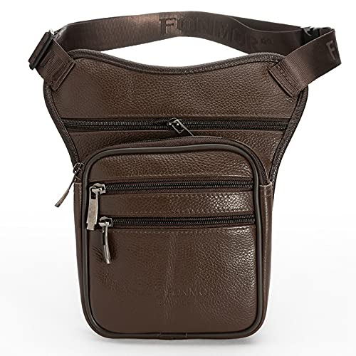 Sacoche De Jambe Moto Hommes déposer Le Sac à Jambe de la Taille Bandbody Fanny Pack Belt Bum Bum Voyage Sac À Bain Motorcycle Messager Sacoche Jambe Moto(Auburn)