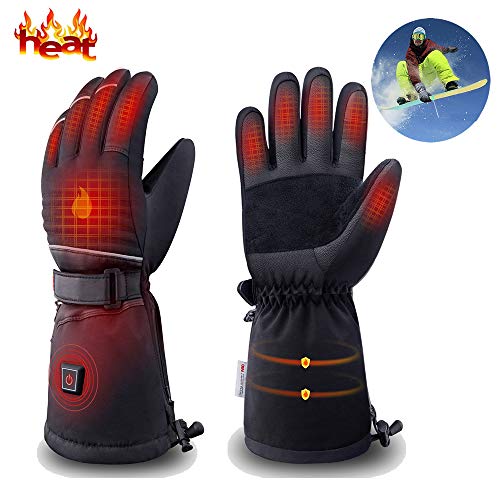 dowerme Rechargable Electric Heated Gloves for Men/Women with Powered Battery/Touchscreen/Waterproof,Hand Warmer Heated Mittens Leather for Arthritis/Winter Outdoor/Skiing/Motorcycle/Hunting