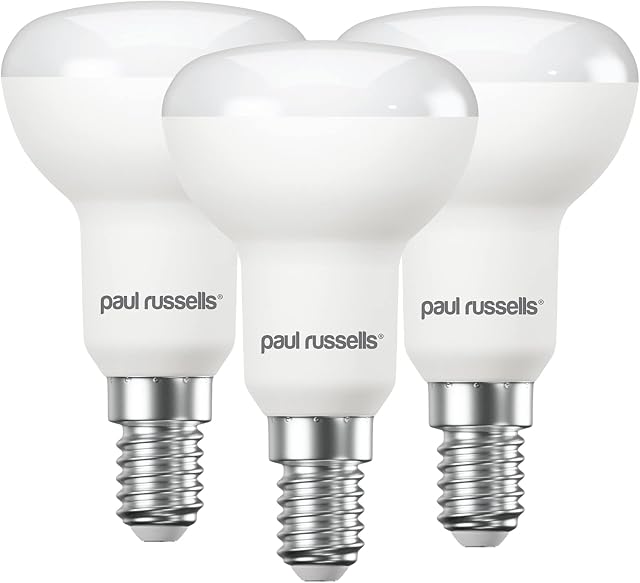 paul russells Warm White E14 Spotlight 6W LED Reflector R50 Light Small Edison Screw 40w Equivalent Bulb 470 Lumen 2700K Frosted 120° Beam Angle SES Energy Saving Bulbs, Pack of 3