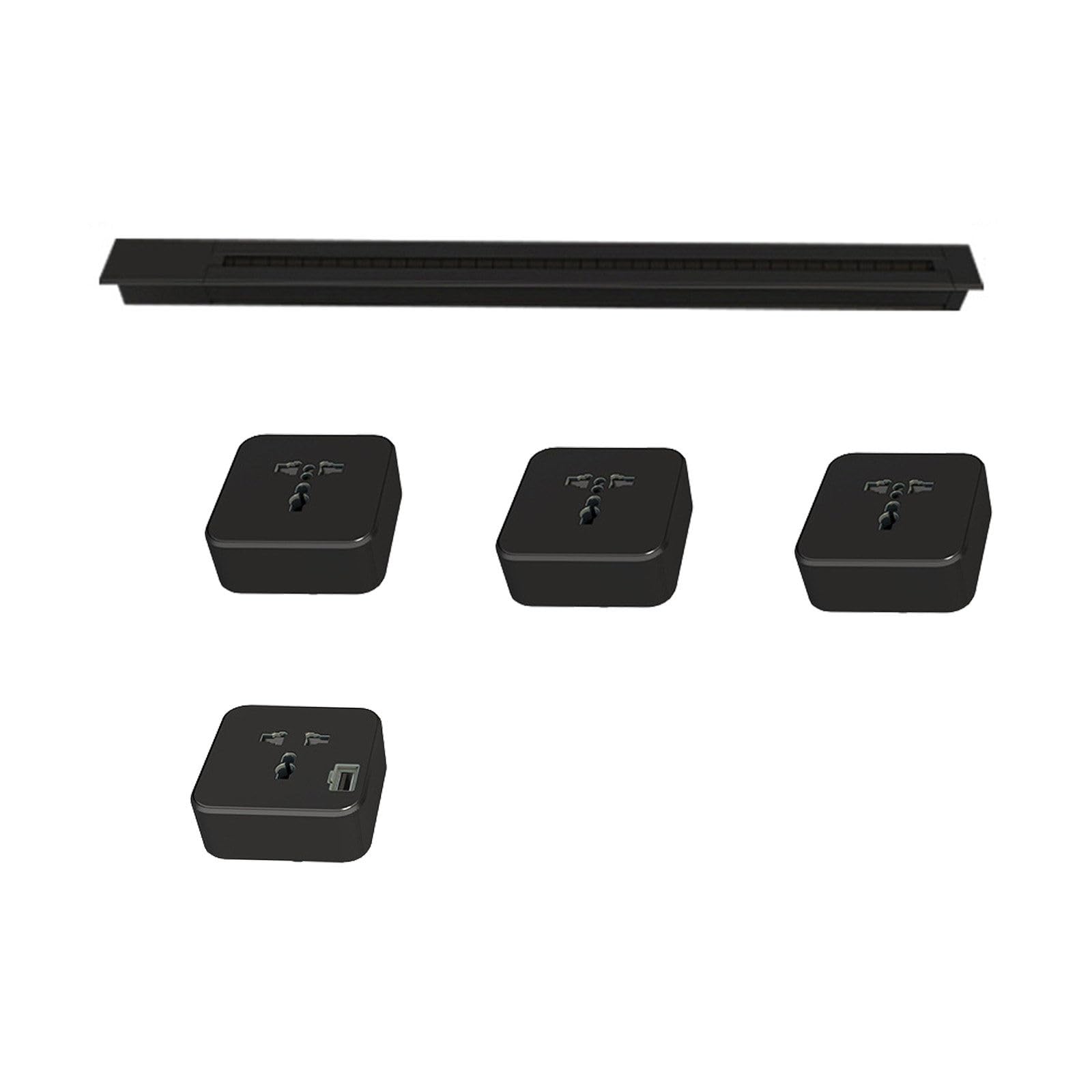 Power Strips Kitchen Power Strip, Embedded Switch, Concealed Rail Slide Socket Suitable for Home and Office(Black,50CM)