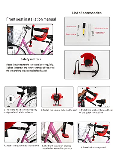 Front Mounted Baby Bike Seat, Universal Kids Bike Seat For Children, Front Mount Bike Child Seats Safety Seat For Bikes Kids Safety Carrier Front Seat (B-Suitable For Bicycles Without Front Beams) #TOP5