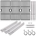 Adviace Grill Replacement Parts for Charbroil Advantage 3 Burner 463343015, 463370015, 463335115, 463344015, Cast Iron Grill Grates, Heat Plate Shields, Burners, Adjustable Carryover Tubes, Igniters.