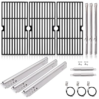 Adviace Grill Replacement Parts for Charbroil Advantage 3 Burner 463343015, 463370015, 463335115, 463344015, Cast Iron Grill Grates, Heat Plate Shields, Burners, Adjustable Carryover Tubes, Igniters.