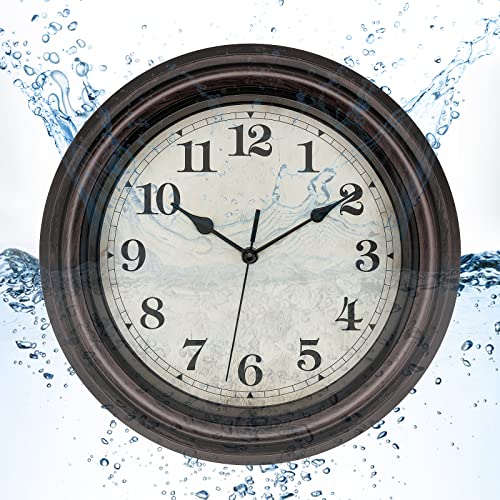 Lumuasky Outdoor Clocks Waterproof Retro Silent Non-Ticking Battery Operated Quartz Round Indoor Outdoor Wall Clock For Patio Pool Garden Home (12 Inch, Bronze) #TOP25