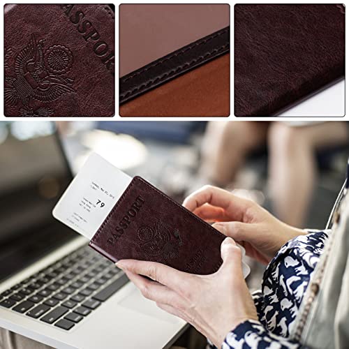 Image of TIGARI Passport Holder for Travel Women Men, Valentines Day Gifts PU Leather Wallet Cover Case Sleeve, Waterproof Protected Document Organizer, Vacation Plane Cruise Travel Essentials