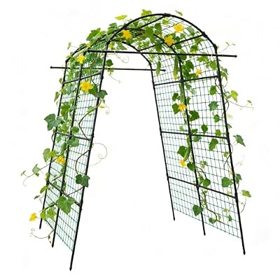 AGTEK 87in Garden Arch Trellis for Climbing Plants, Garden Arches Support Structure, Tall Metal Garden Tunnel Trellises Archway for Climbing Vine, Vegetable, Fruit, Flower, Squash Arbors