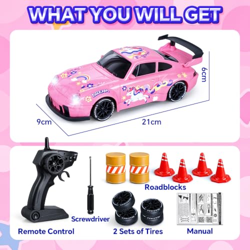 Unicorn RC Drift Car Gift for Girls Ages 4-12 Perfect for Birthdays and Xmas - Image 2