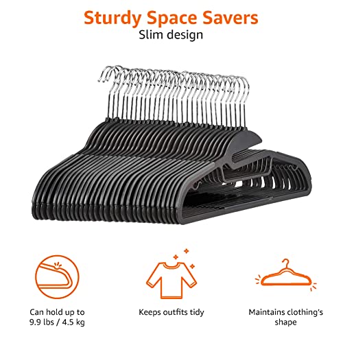 Amazon Basics Kleiderbügel Gummiert, Rutschfest, 41cm x 22cm, 30er-Pack, Grau – Ansicht 3