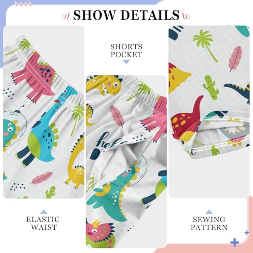 ZZXXB Hello Dino Cacti Boys Long Pants Soft Trousers Elastic Waist Kids Lounge Bottoms with Pockets S-XL4