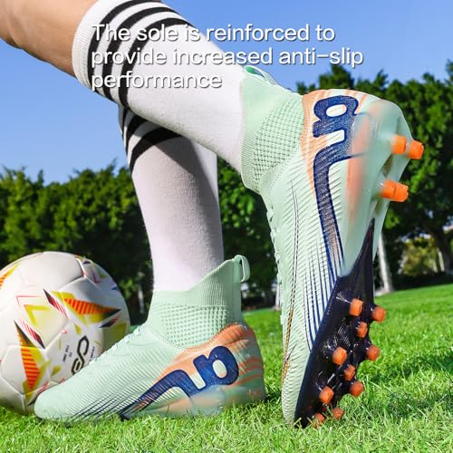 Image of Soccer Cleats for Mens Womens High Tops Lace Up Unisex Football Shoes Indoor Turf Soccer Shoes AG FG TF for Beginners to Advanced Players