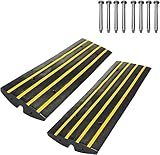 ExploreHorizon Rubber Driveway Gutter Slope Ramp 48in 2Pack - Rubber Curb Ramps for Driveway, Low Profile Design for Cars, Water Channel for Drainage, Perfect for Driveway Thresholds