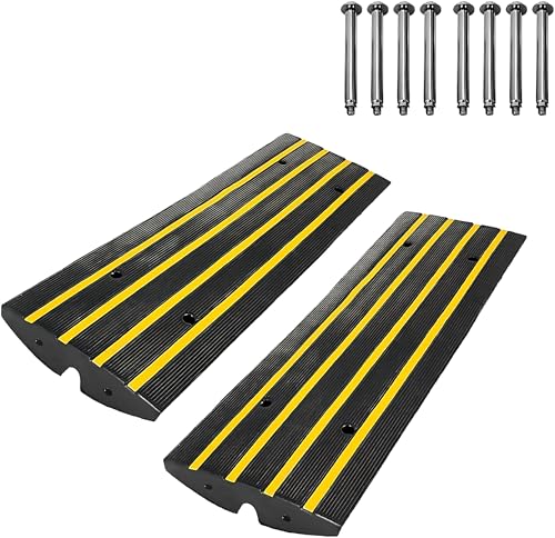 ExploreHorizon Rubber Driveway Gutter Slope Ramp 48in 2Pack - Rubber Curb Ramps for Driveway, Low Profile Design for Cars, Water Channel for Drainage, Perfect for Driveway Thresholds