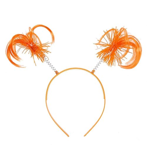Fgnuay Fascia per coda di cavallo arancione, con piume sintetiche, coda di cavallo, accessorio per feste di Halloween per adulti, accessorio per feste scolastiche e festival.